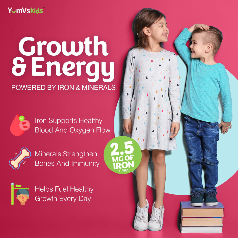 YUM-V'S chewables on a spoon showing daily dose