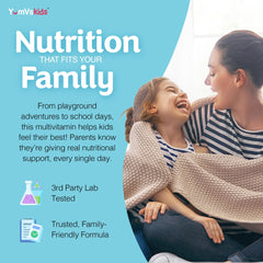 YUM-V'S kids taking vitamins at breakfast time