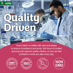 Raspberry-flavored chewable supplement by YUM-V'S ideal for daily wellness.