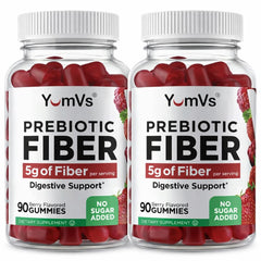 YUM-V'S prebiotic fiber gummies berry bottle promotes regularity and digestive wellness.