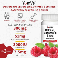 Close-up of raspberry-flavored Yum-V'S gummies showing texture and color