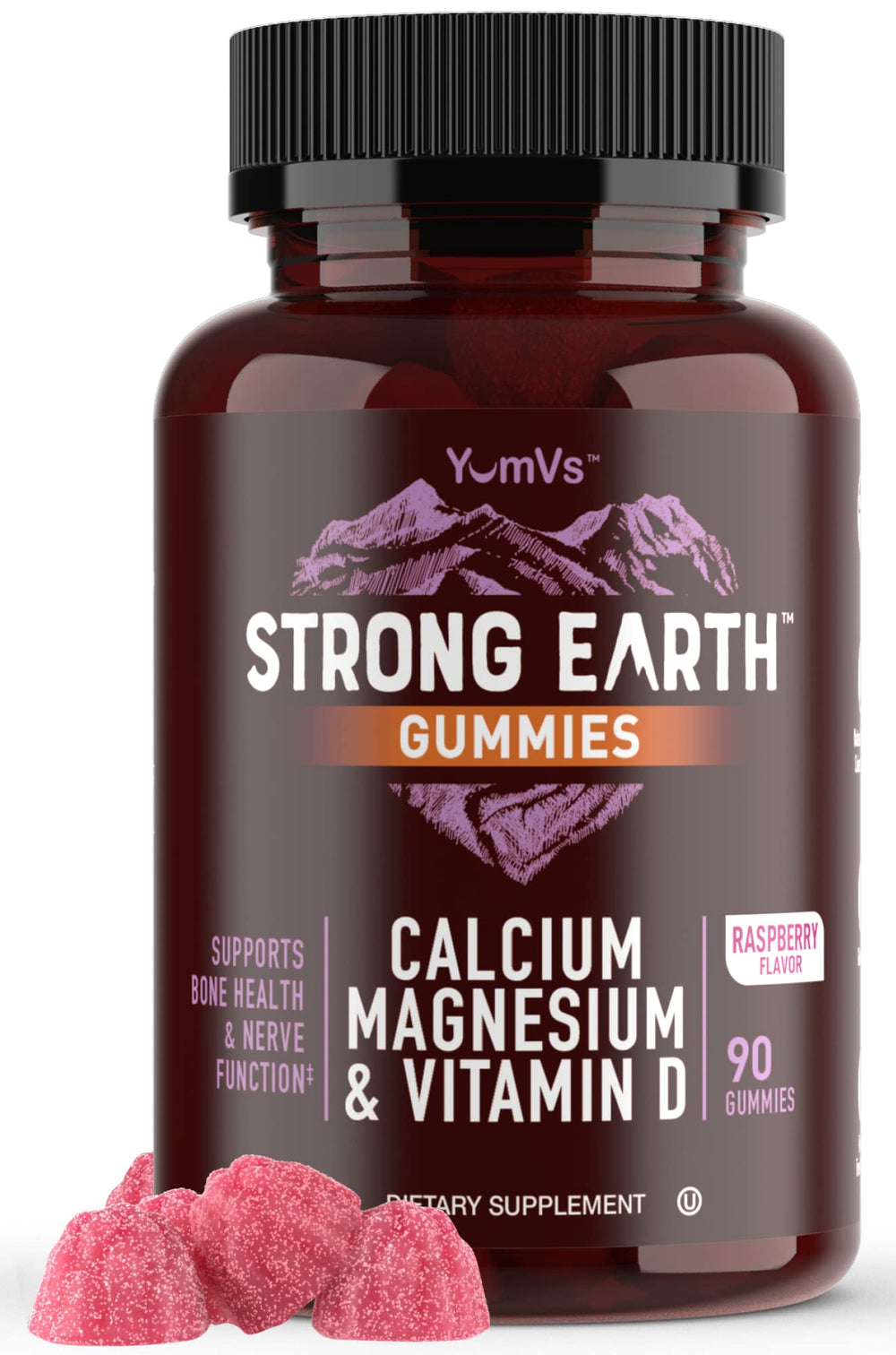 Closeup of YUM-V'S gummies showing raspberry flavor and chewy texture