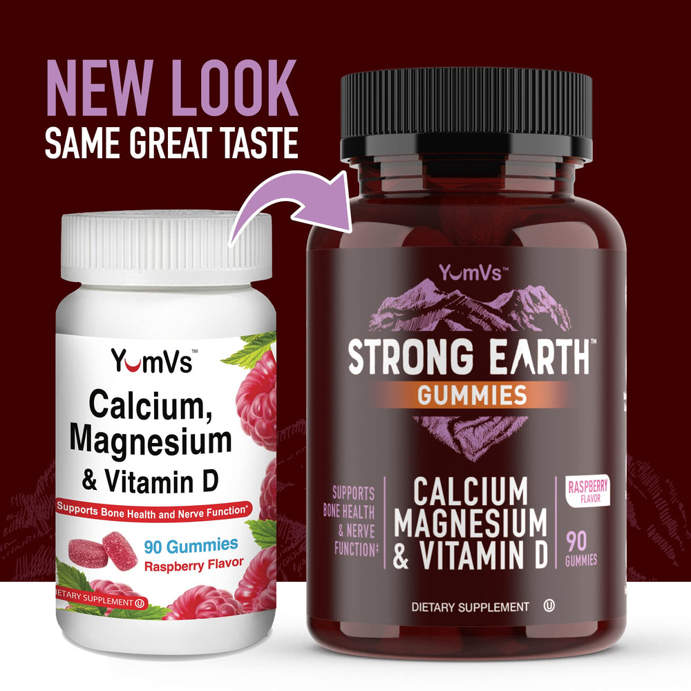 YUM-V'S Strong Earth gummies label highlights kosher certification and non-GMO ingredients