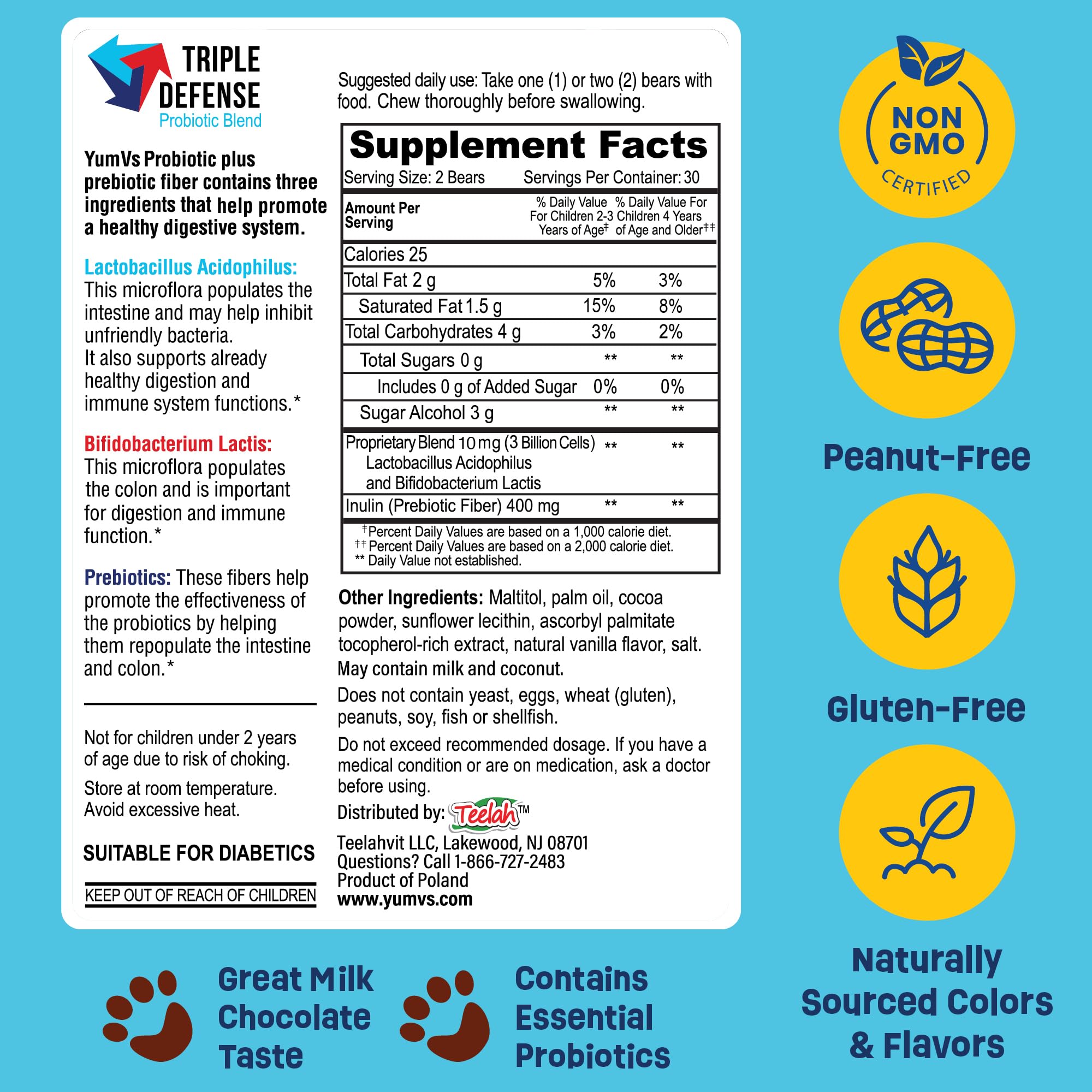 YUM-V'S sugar-free chocolate bears, kid-friendly and tasty
