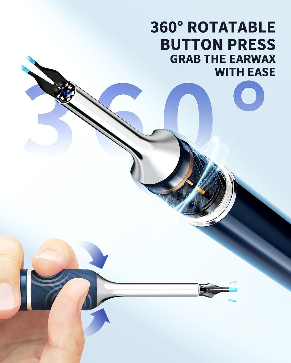 Yumika 360-degree-tip-rotation highlights interchangeable silicone tips for safe use.