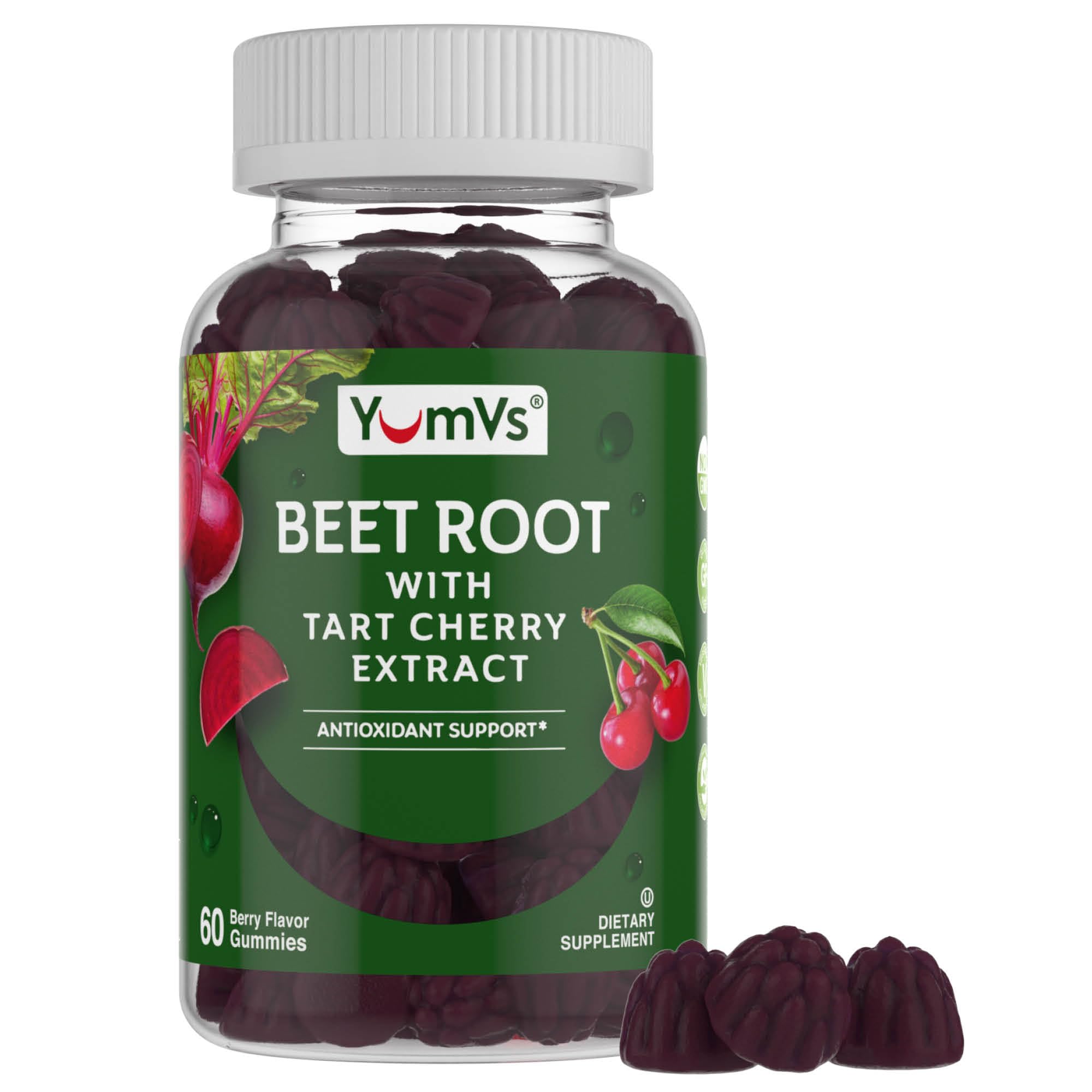 YUM-V'S Beet Root Gummies on a store shelf ready for daily use.
