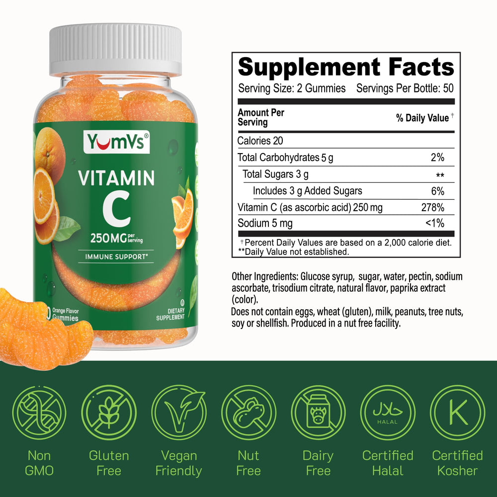 YumVs Vitamin C Gummies gluten-free formula suitable for sensitive diets