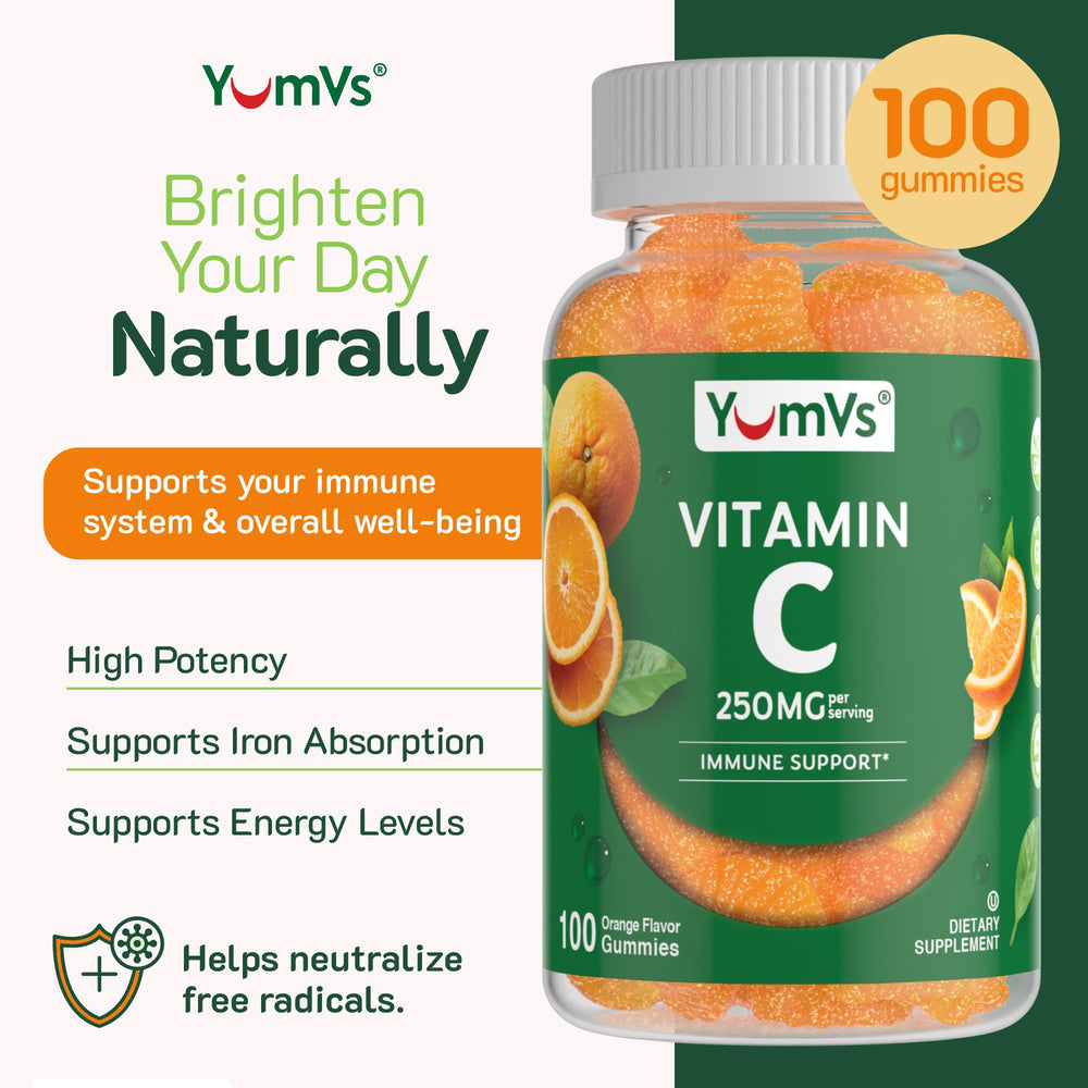 YumVs Vitamin C Gummies nutrition label shows 250 mg per serving