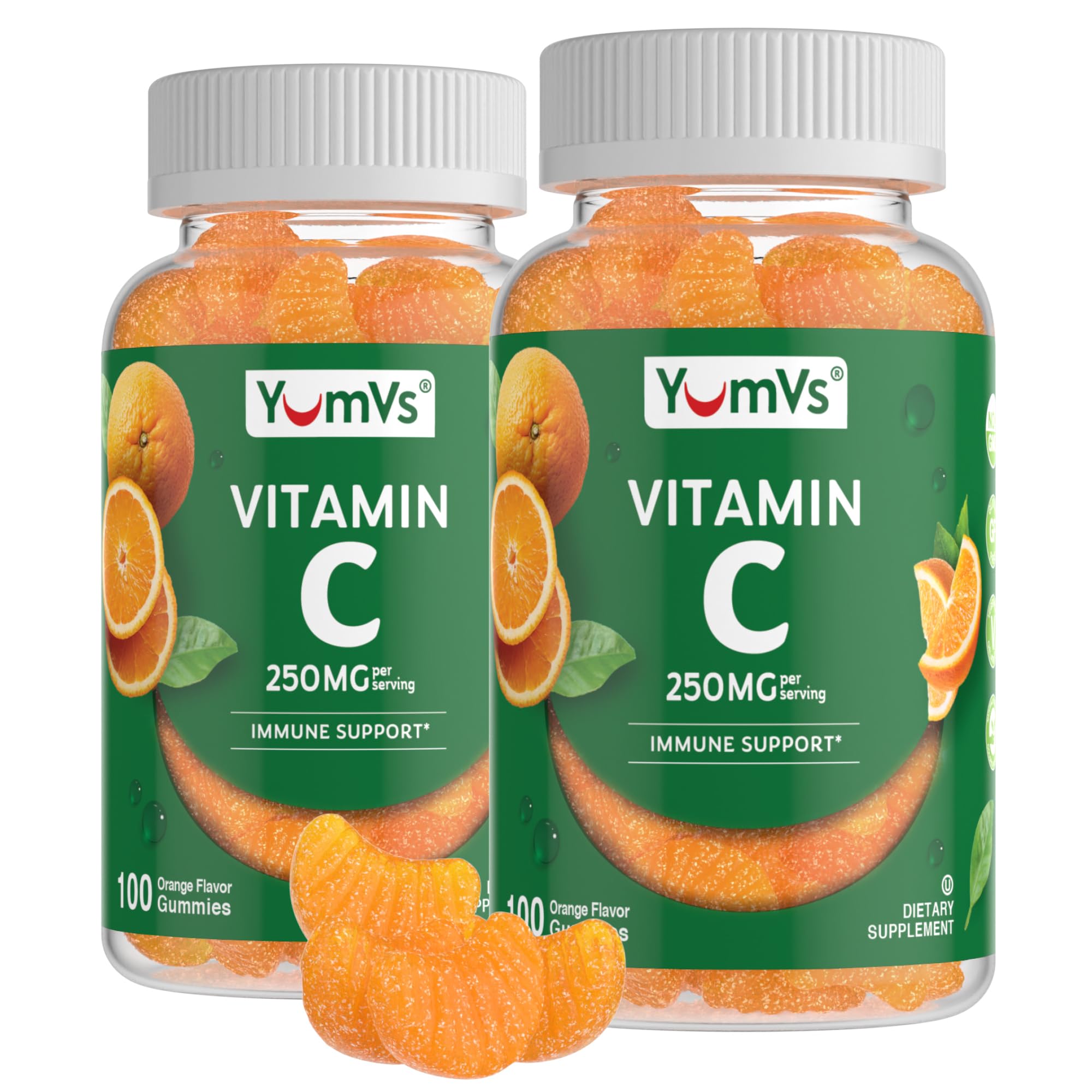 YumVs Vitamin C Gummies orange bottle for daily immune support