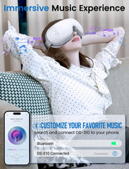 Dual layer air pressure massage simulates gentle kneading around temples and eyelids