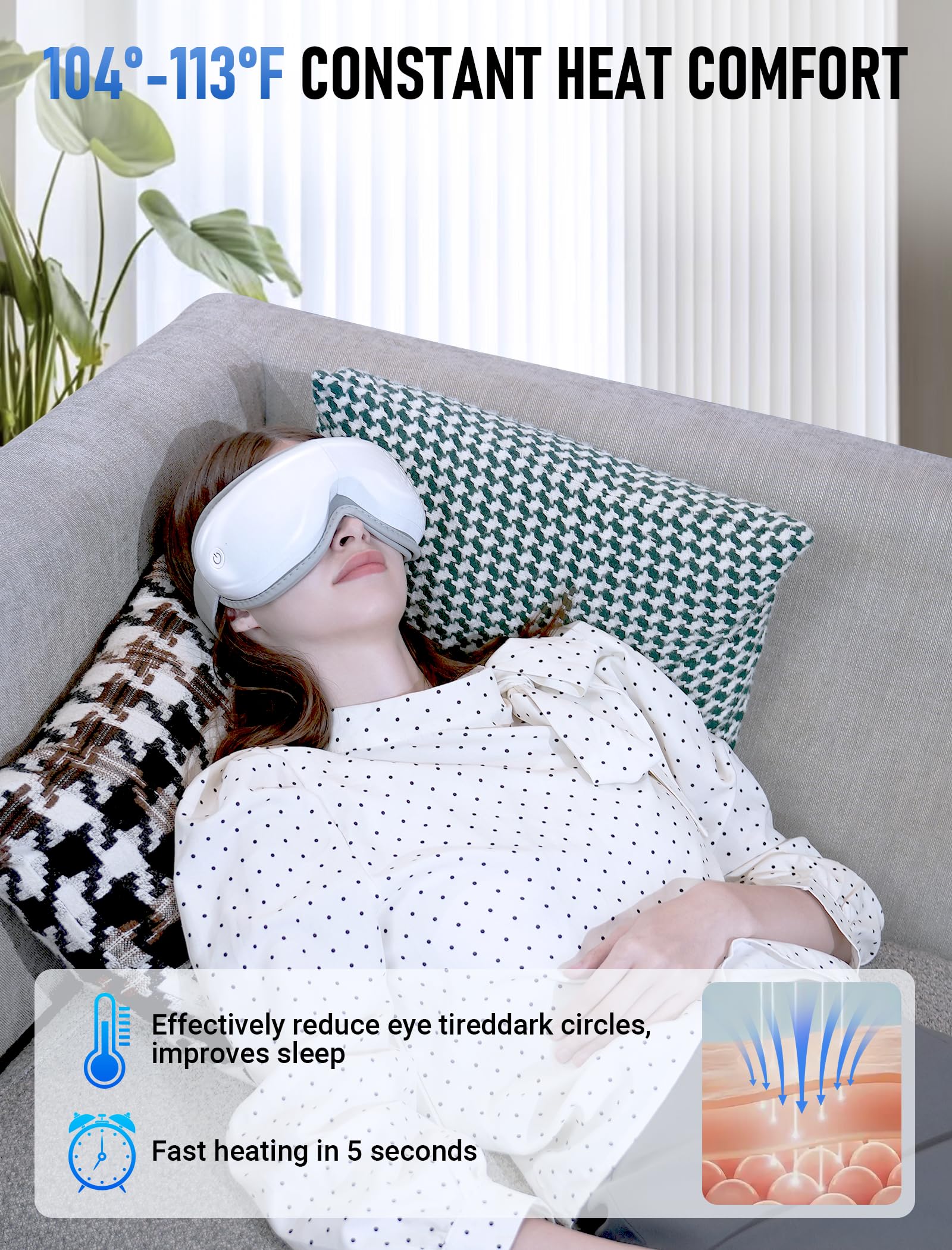 YunRayo eye massager with airbag system delivering targeted pressure
