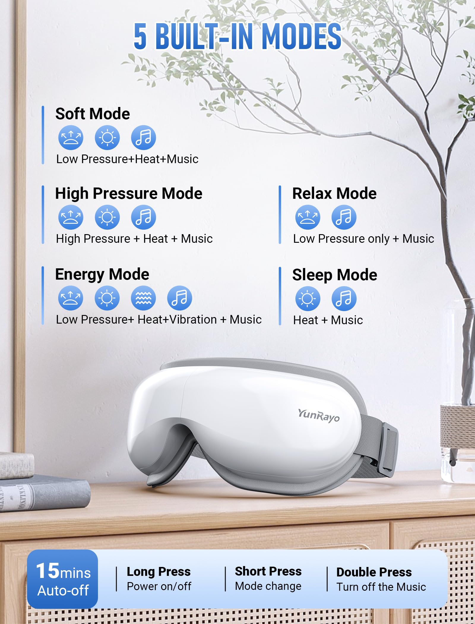 YunRayo eye massager charging via USB-C for quick readiness