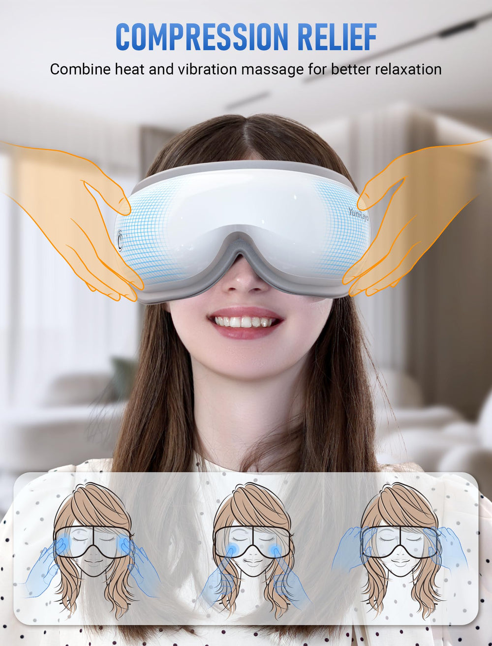 YunRayo eye massager folded compactly for travel and office use