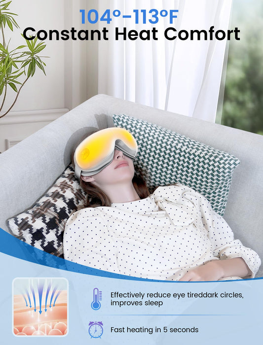 Two heating levels on YunRayo eye massager for soothing warmth during breaks