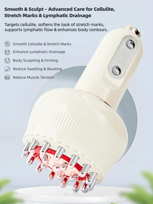 Yuonry anti-cellulite massage tool on legs and arms, delivering heat and vibration for smoothing