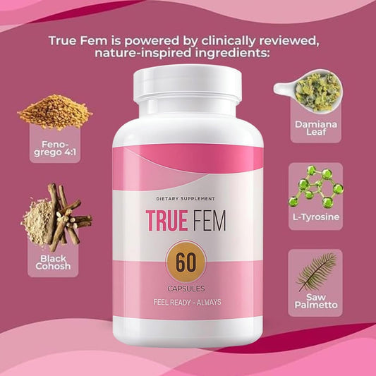 Yuonry True Fem packaging on shelf highlighting 13-in-1 formula