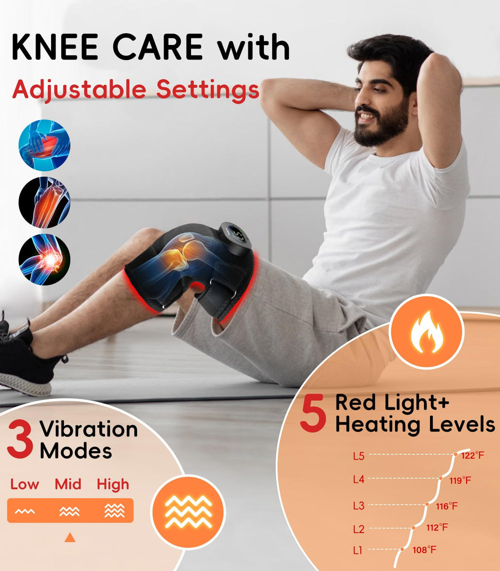 YUQBLITTY knee wrap with adjustable heat levels for soothing warmth.