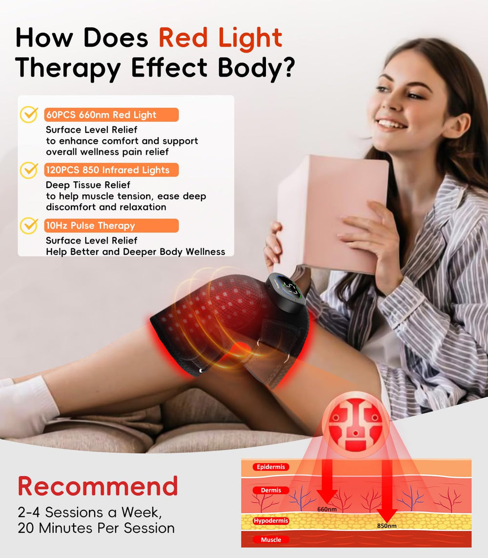 YUQBLITTY knee wrap provides vibration therapy for deep tissue relaxation during workouts.