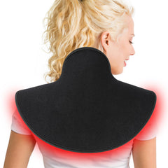 YUQBLITTY red light therapy pad on neck and shoulders for targeted relief.