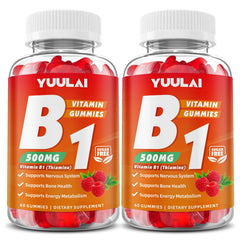 YUULAI Vitamin B1 Gummies bottle front for convenient energy support