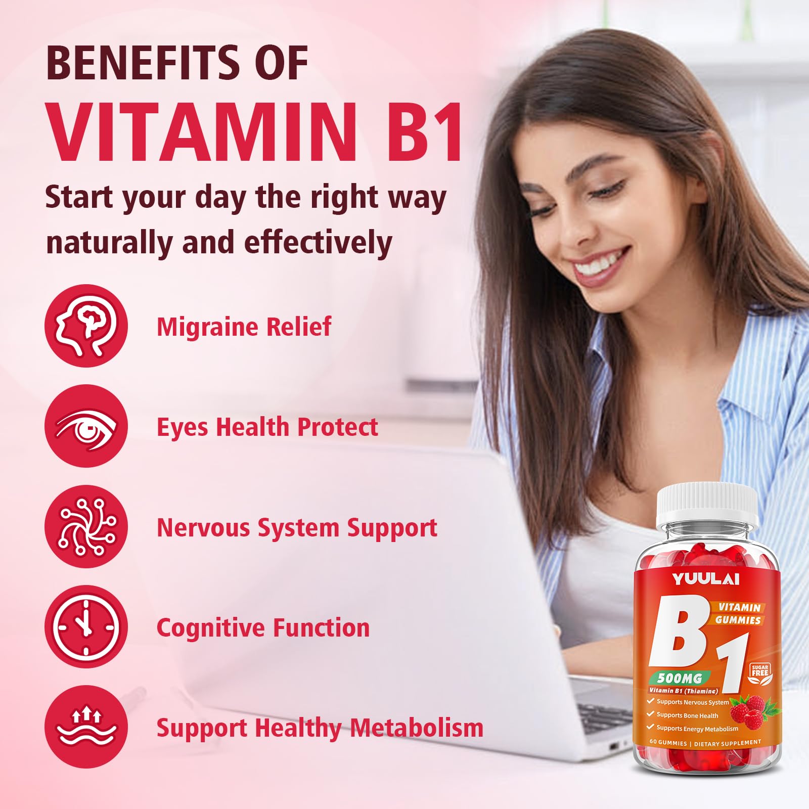 YUULAI B1 Gummies with magnesium citrate support balanced energy metabolism