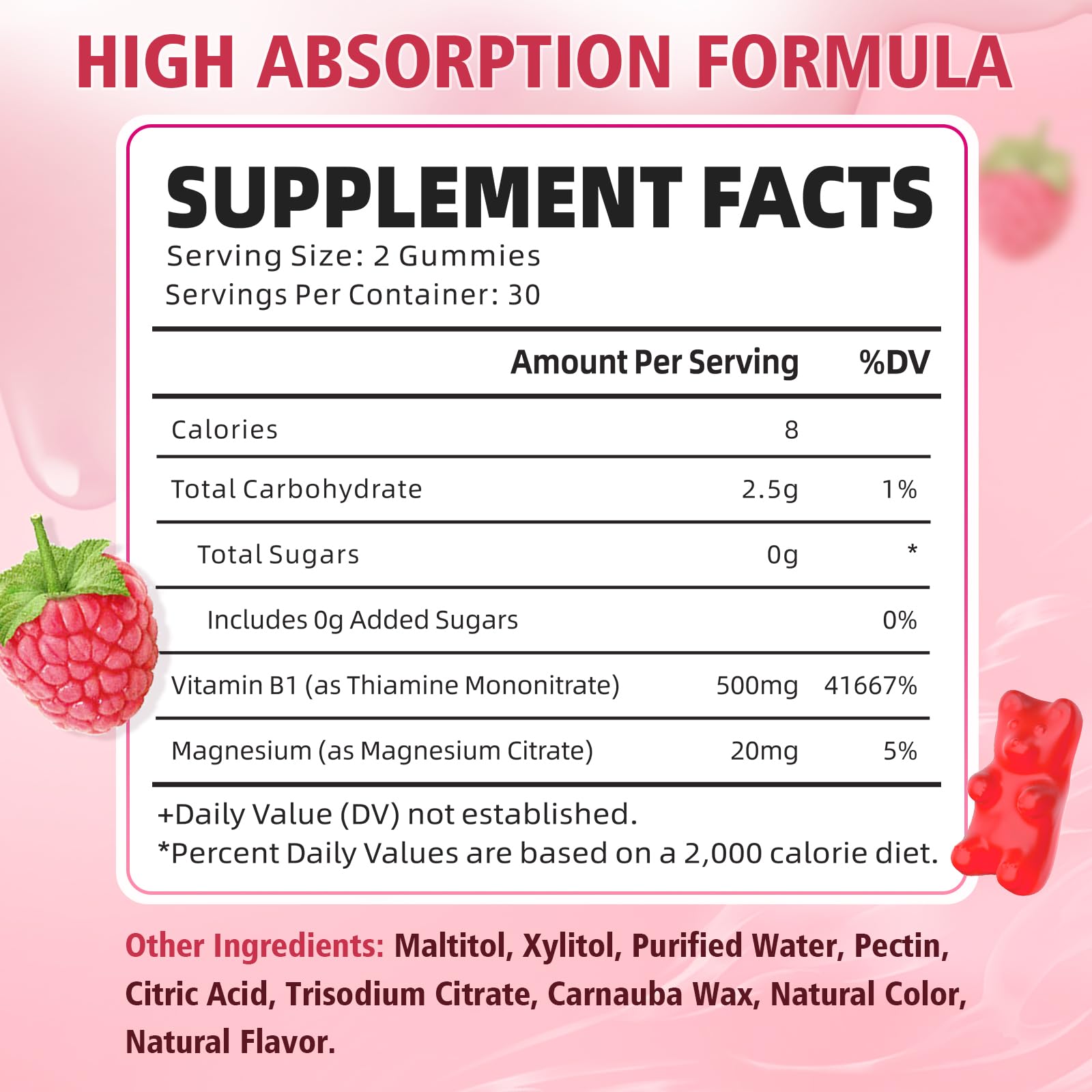 YUULAI B1 Gummies raspberry flavor adds tasty daily energy