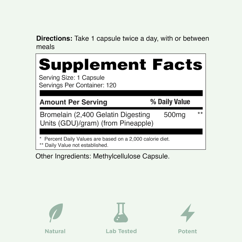 Yuve Bromelain use during meals to aid protein digestion