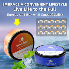 YUWEIDA caffeine nootropic pouches ingredient list highlighting Alpha GPC and L-Theanine.