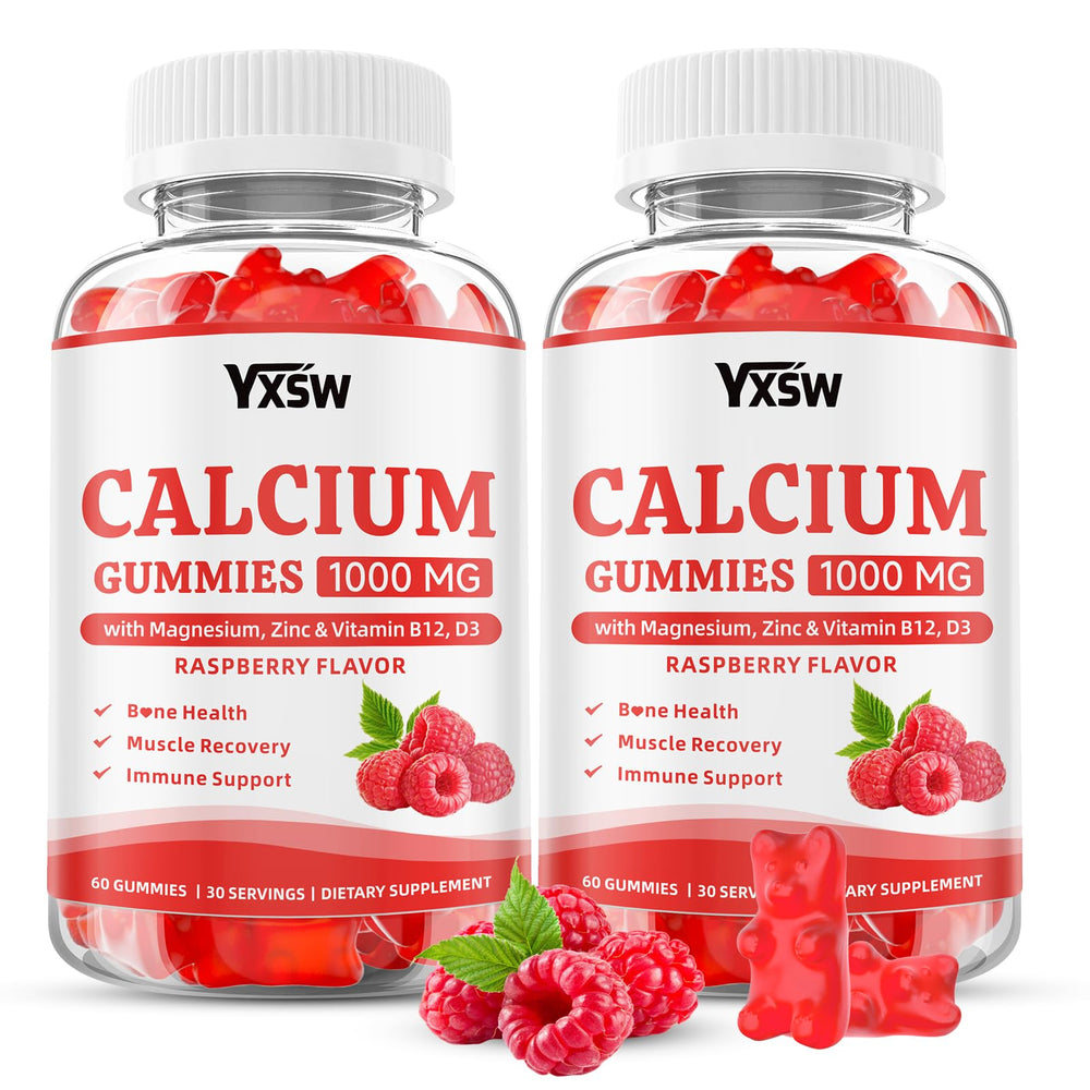 YXSW Calcium Gummies bottle with raspberry flavor for easy daily calcium intake and bone support