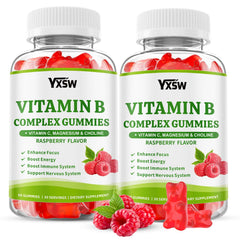 YXSW Vitamin B Complex Gummies raspberry bottle for daily energy support