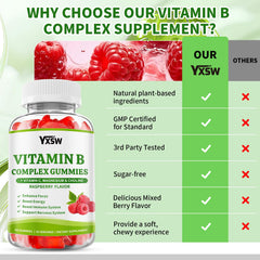 YXSW Vitamin B Complex Gummies with glass of water ready for routine use
