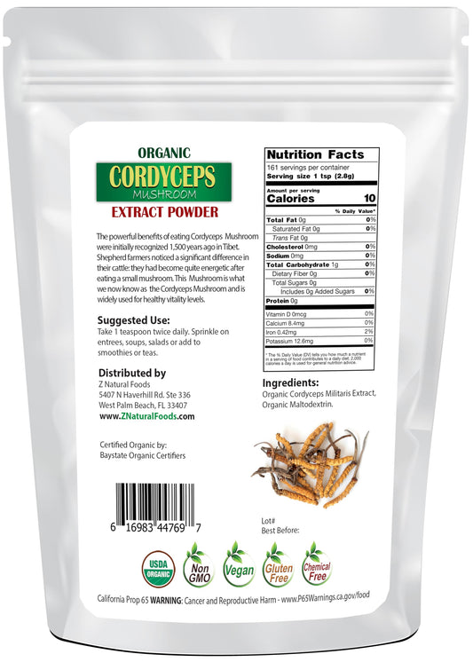 Z Natural Foods cordyceps powder scoop for easy mixing in coffee or smoothies