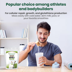 Z Natural Foods Goat Whey Protein Powder kosher-certified badge on package image.
