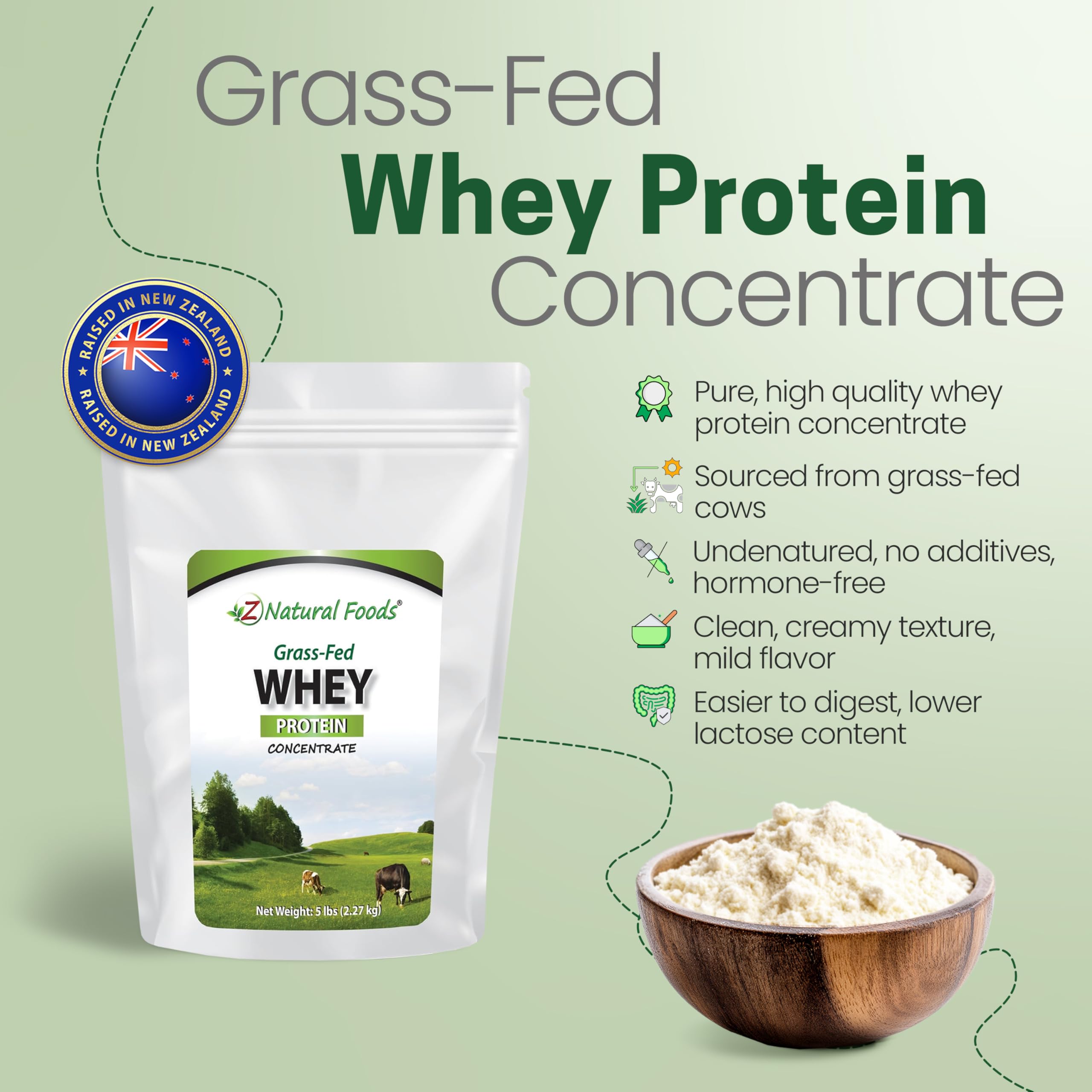 Z Natural Foods Grass-Fed Whey pour demonstrates quick mixability after training