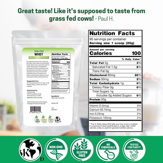Z Natural Foods Grass-Fed Whey scoop highlights convenient high-protein servings for workouts