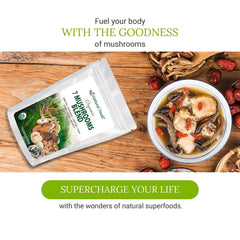 Z Natural Foods Sacred 7 Mushroom Blend smoothie glass highlights versatile everyday use.