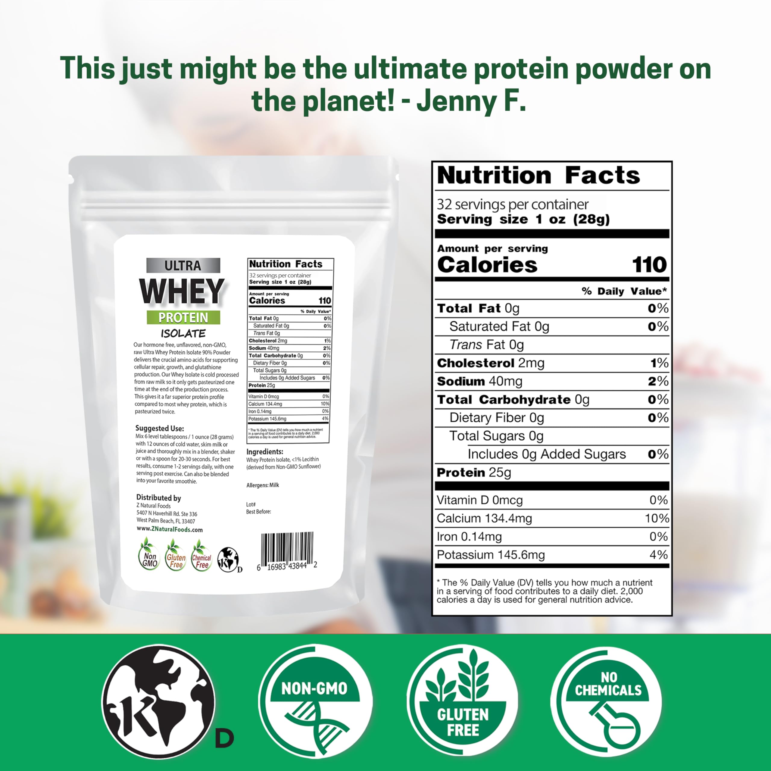 Ultra Whey Isolate scoop ready to blend into shakes