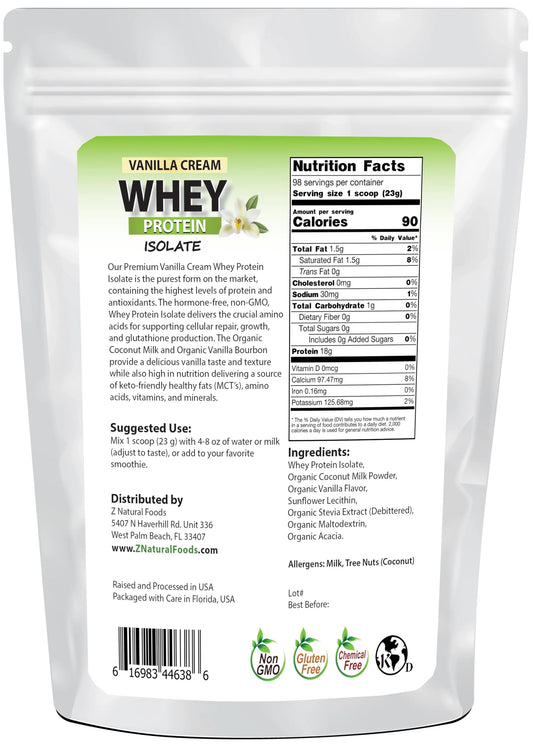 Vanilla Cream whey protein scoop ready to mix in a shaker