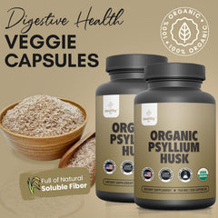 Z Zealthy Life Organic Psyllium Husk Capsules 750 mg closeup showing dosage