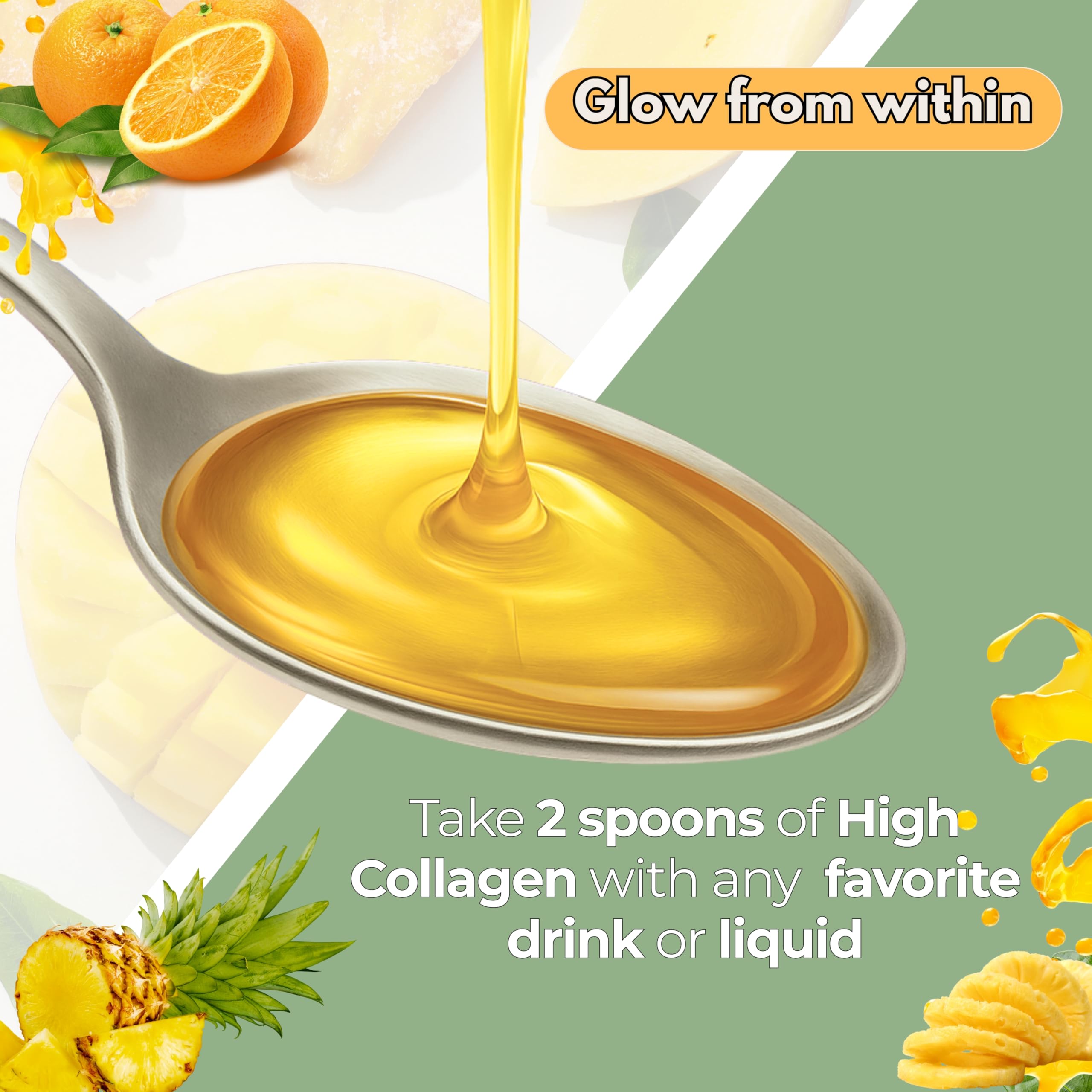 ZAFiNCO liquid collagen bottle close-up highlights biotin and hyaluronic acid.