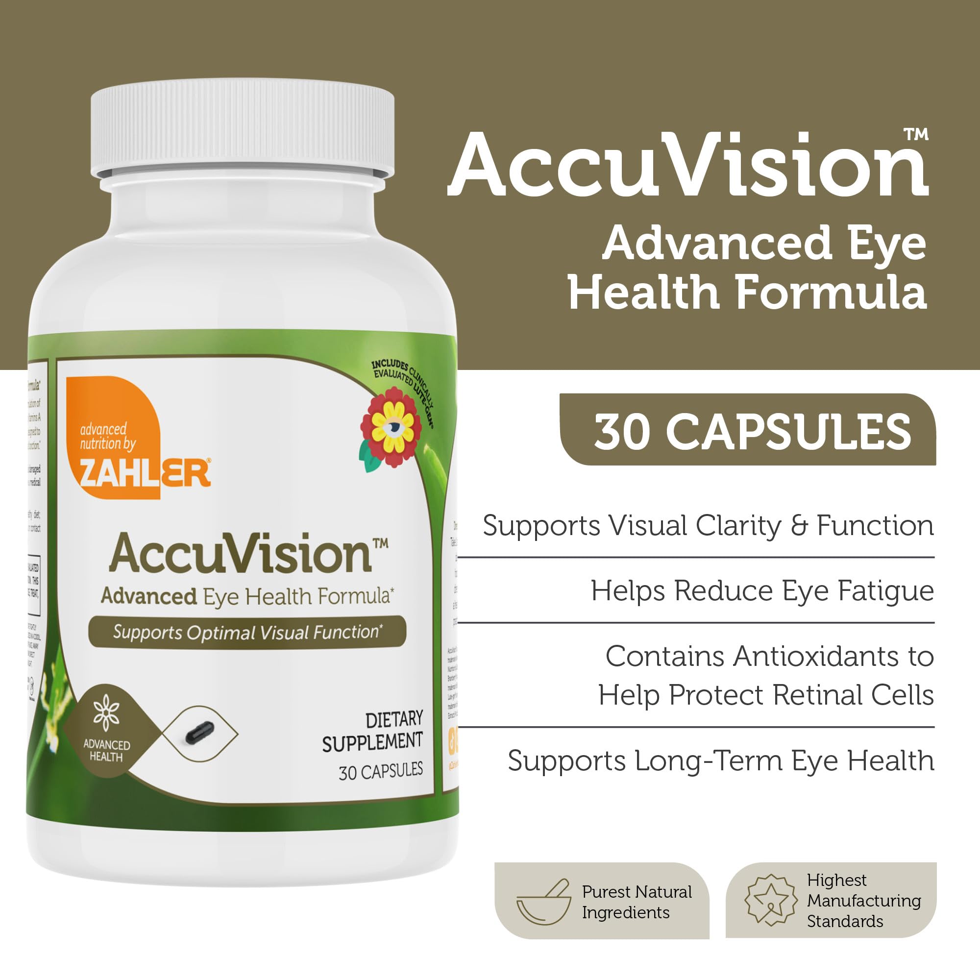 Zahler AccuVision box packaging showing product details and benefits.