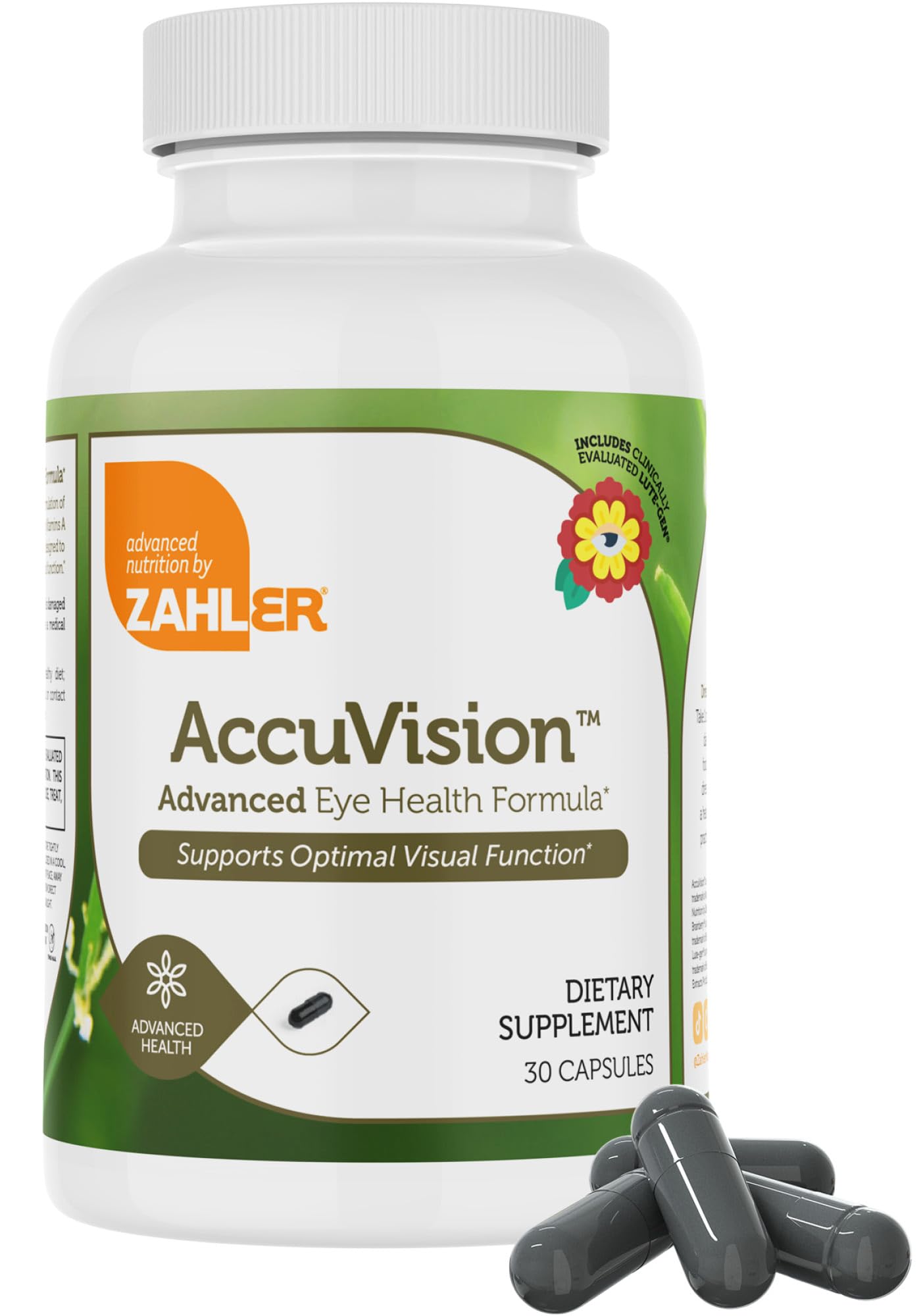 Zahler AccuVision capsules close-up highlighting texture and quality.
