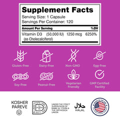 Zahler Vitamin D3 bottle with kosher symbol emphasizing dietary compliance.