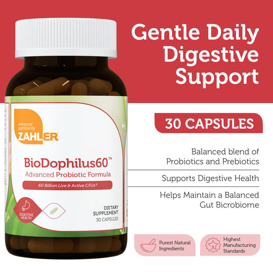 Zahler Biodophilus capsules close-up for daily digestive and immune support.