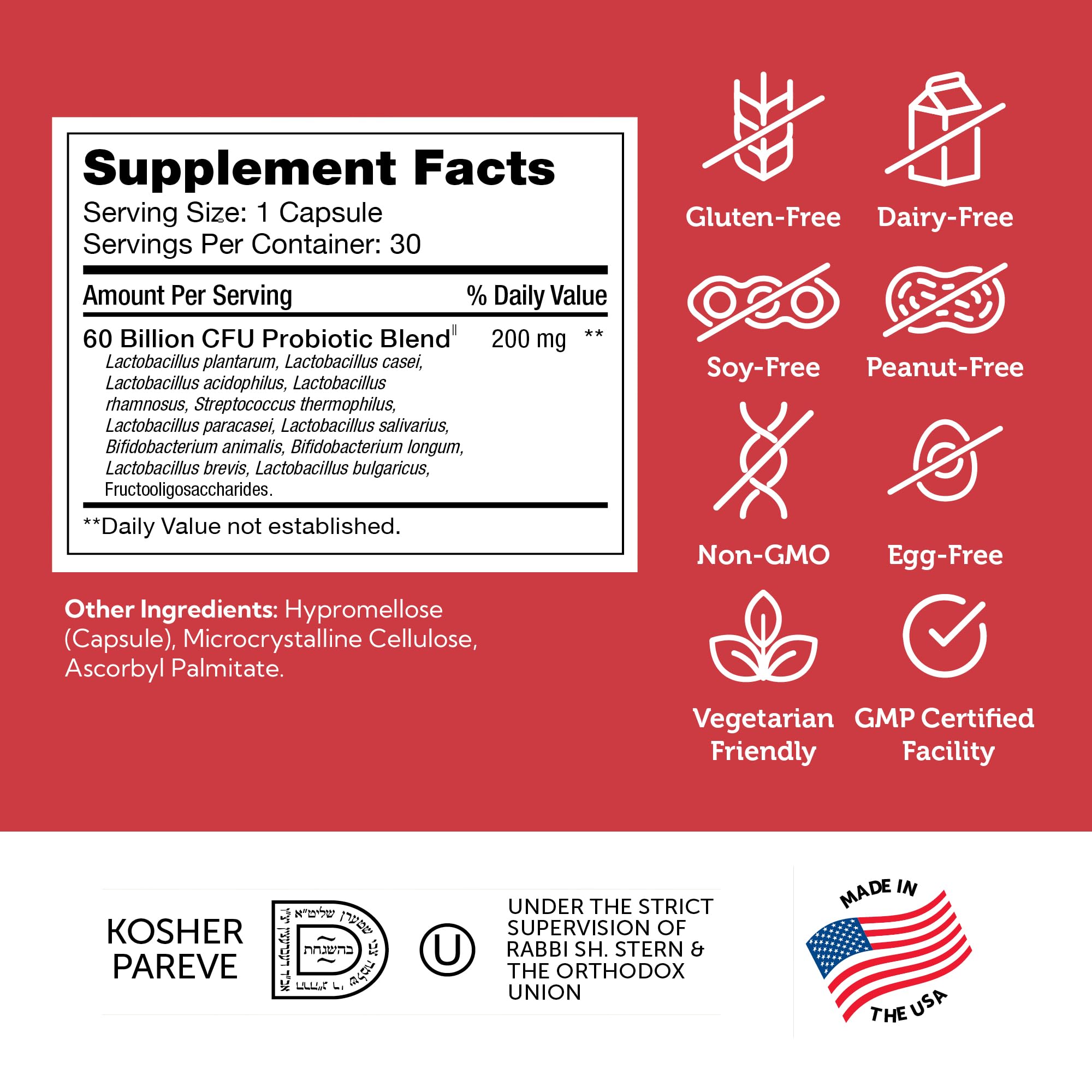 Zahler Biodophilus packaging shows 60B CFU per serving for digestive balance.