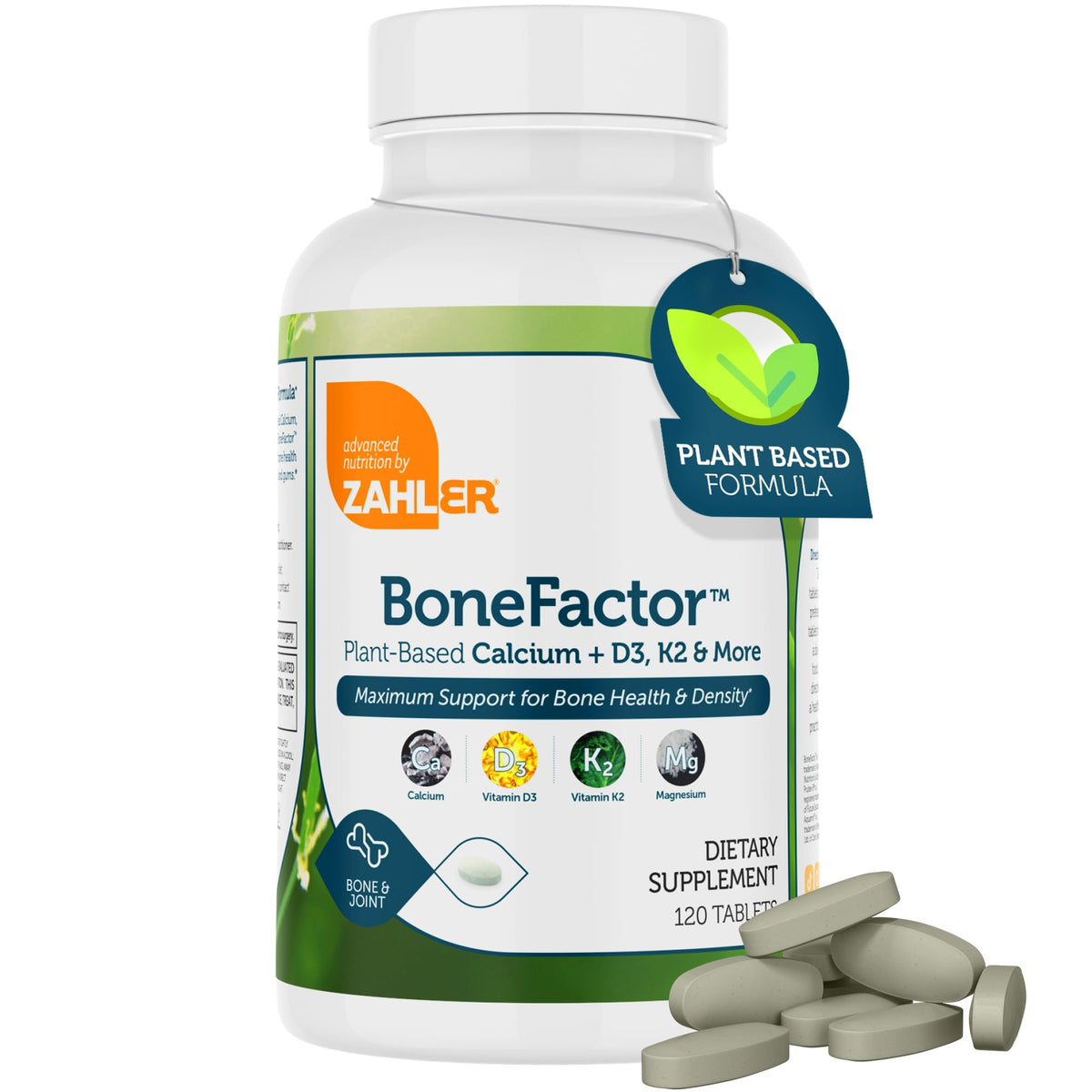 Zahler BoneFactor bottle front view showing bone-strength formula