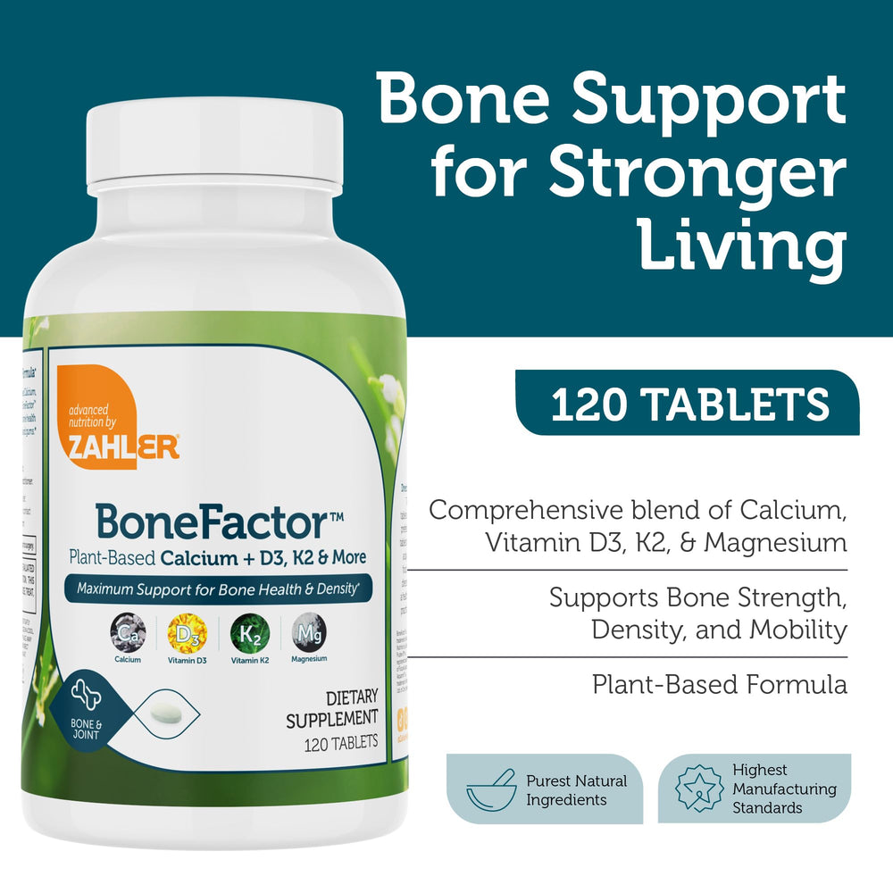 Zahler BoneFactor calcium tablets highlighted for bone support
