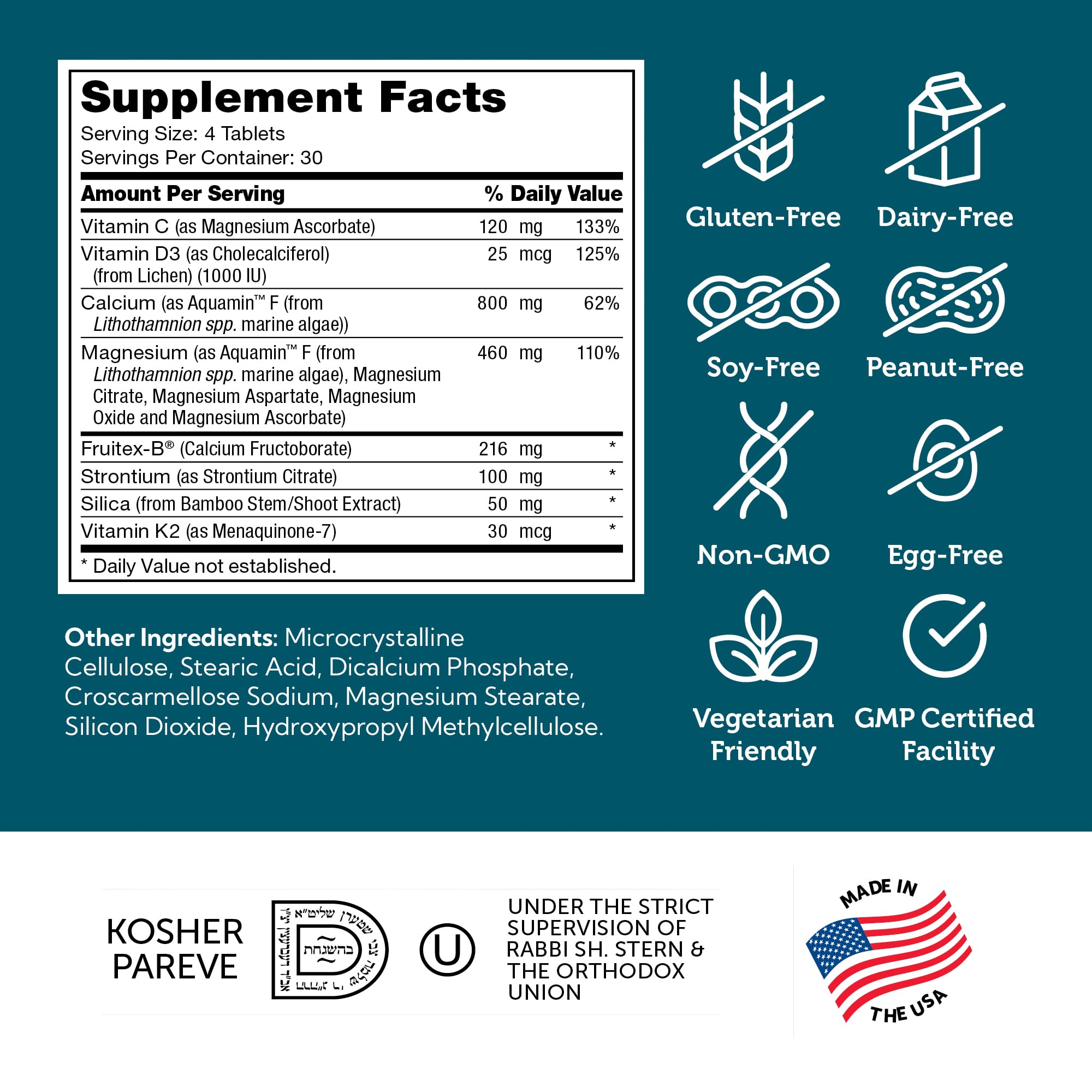 Zahler BoneFactor ingredients list emphasizing D3 K2 magnesium