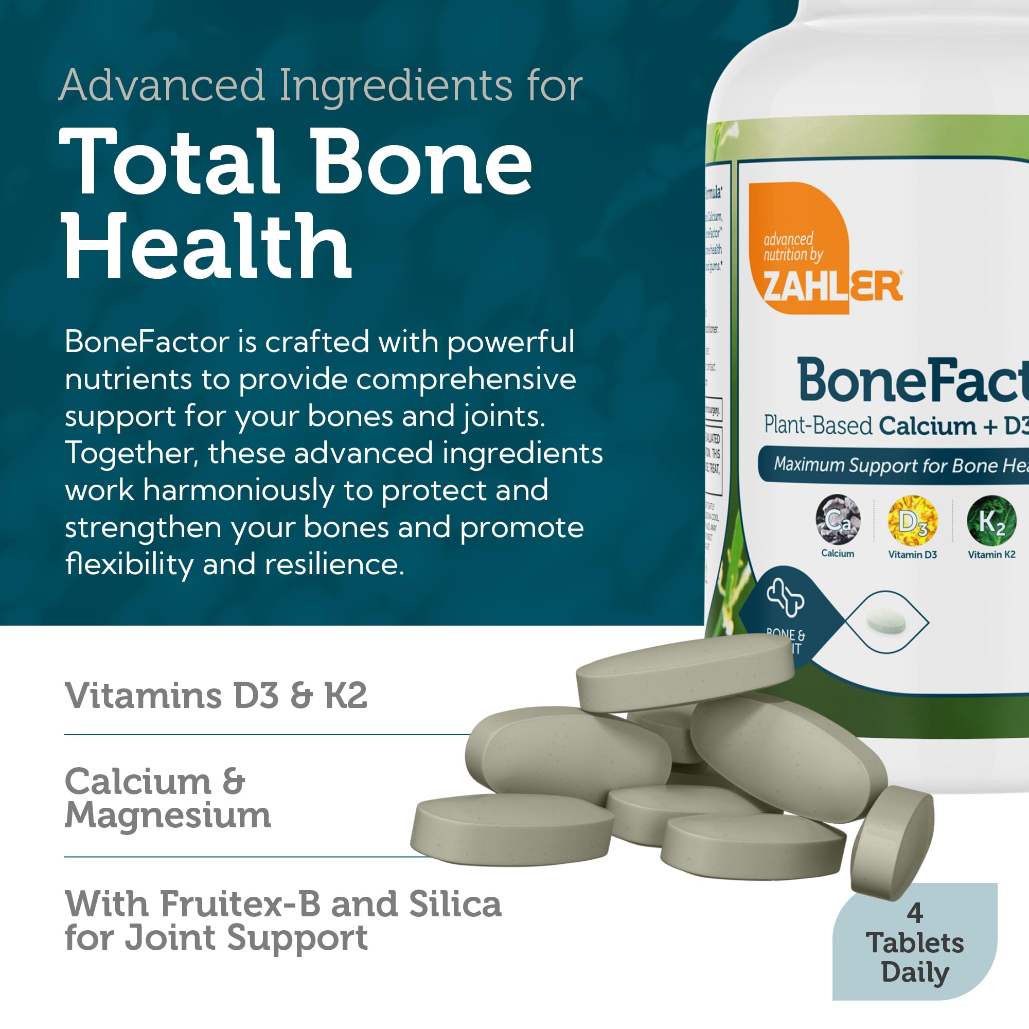 Zahler BoneFactor nutrition panel close-up