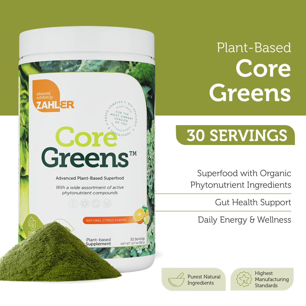Zahler Core Greens spoon-dispense demonstrates easy smoothie mix